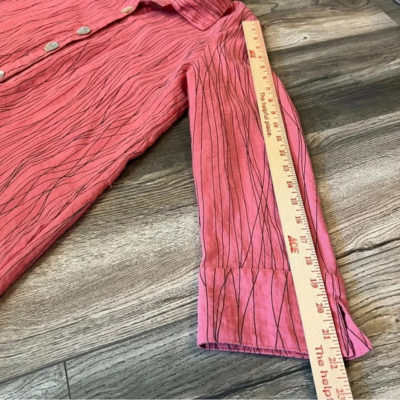 PECK & PECK Long Sleeve Lagenlook Button Up Tunic Blouse Shacket Size Medium - Picture 7 of 10